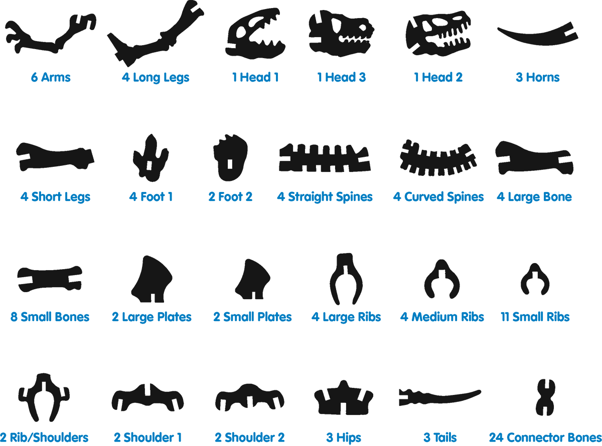 Imagination Playground tabletop dino bones set parts list