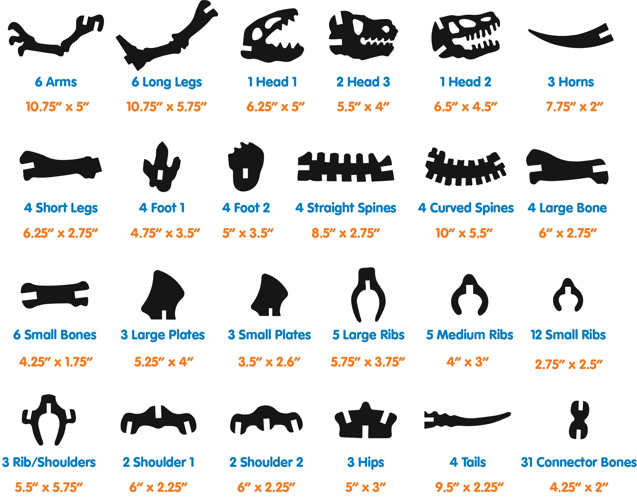Imagination Playground medium dino set parts list