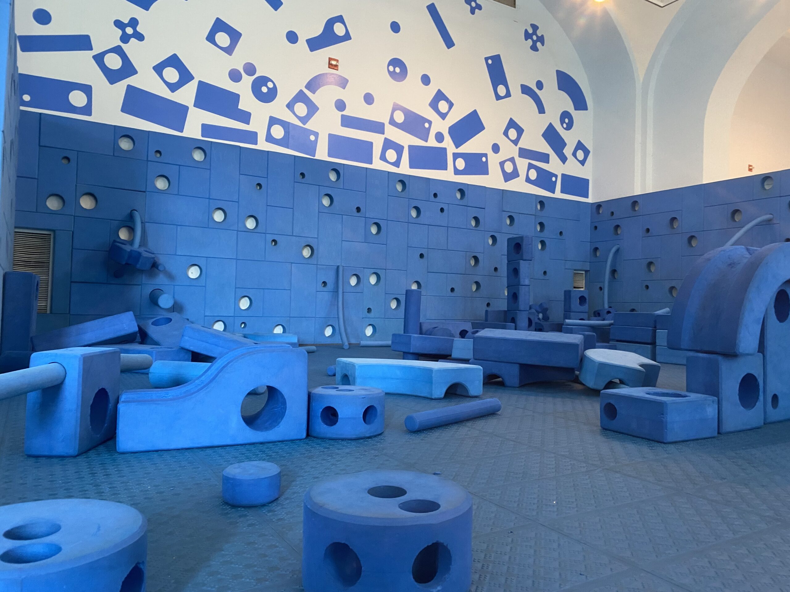 blue blocks and block wall